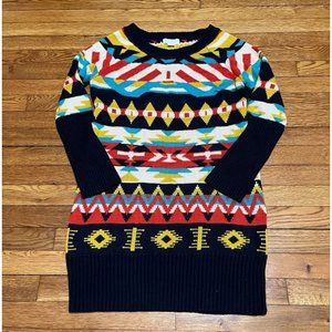 Jessica Simpson Sweater Dress Boho Aztec Print Long Sleeve Crewneck Size Medium